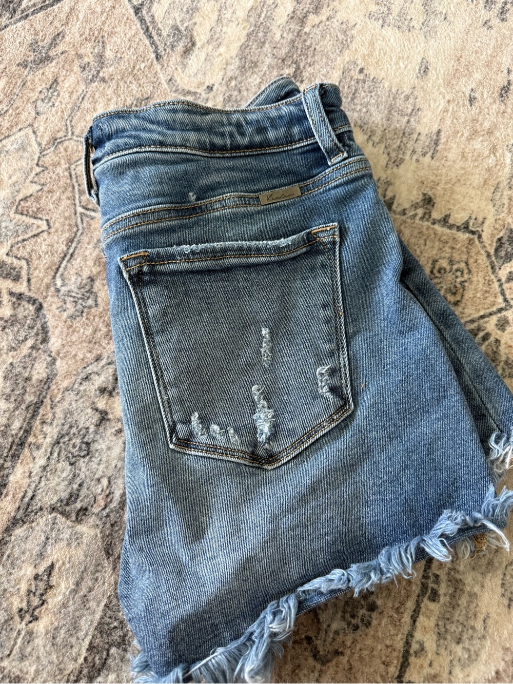 KanCan Distressed Medium Blue Denim Jean Shorts